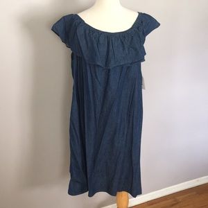 Cute Denim 1x-2x Off shoulder plus size dress